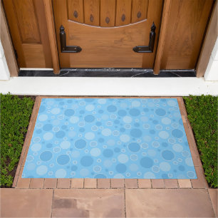 bright blue tones with polka dots in retro sixties doormat