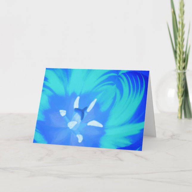 Bright Blue Tulip Greeting Card (Front)