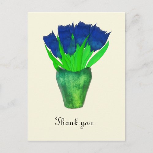 Bright Blue Tulips Thank you card