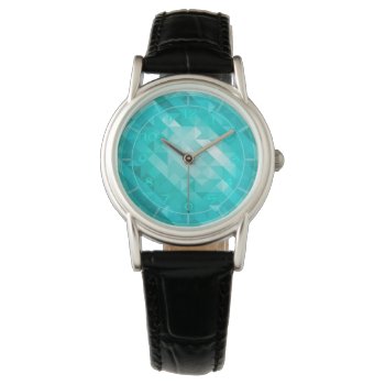 Bright Blue Turquoise Geometric Women's Watch by Pick_Up_Me at Zazzle