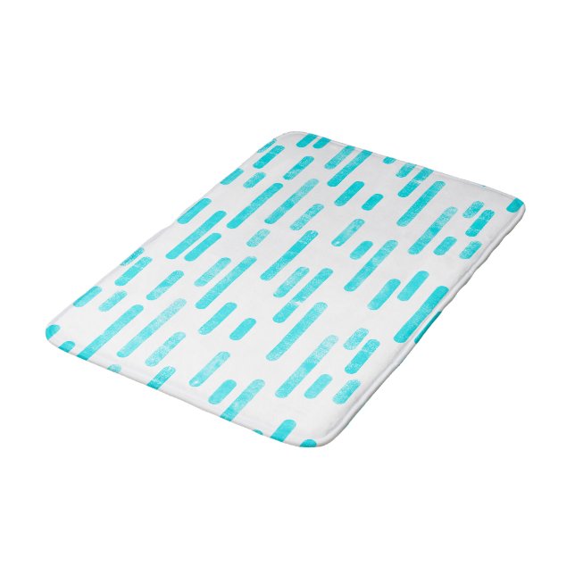 Bright Blue/Turquoise Rounded Lines Pattern Bath Mat (Angled)