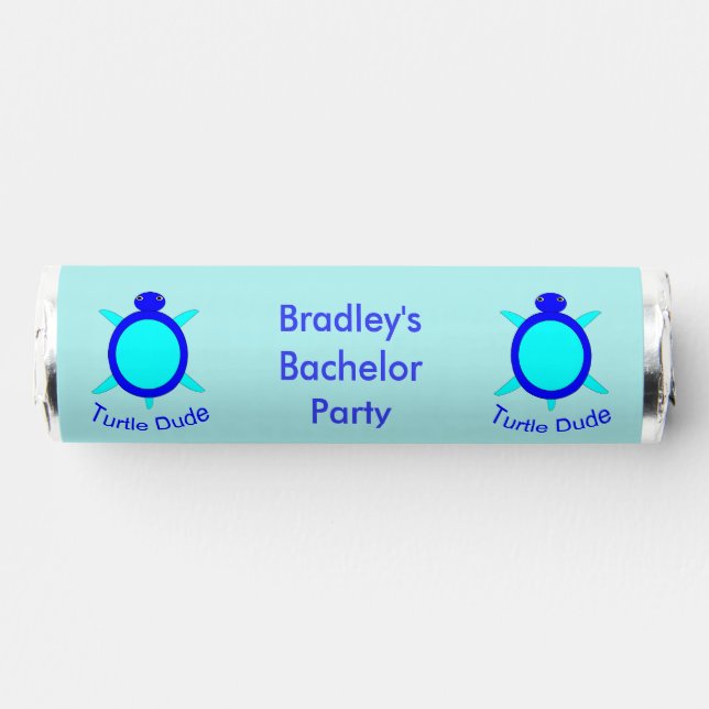 Bright Blue Turtle Dude Bachelor Party Custom Breath Savers® Mints (Front)