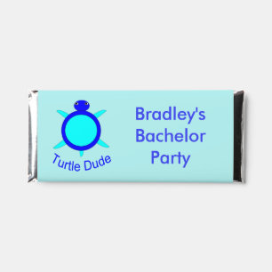 Bright Blue Turtle Dude Bachelor Party Custom Hershey Bar Favors