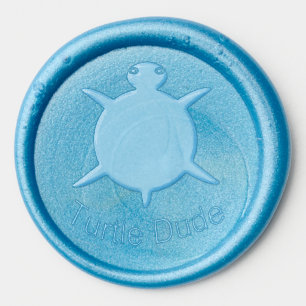 Bright Blue Turtle Dude Bachelor Party Wax Seal Sticker