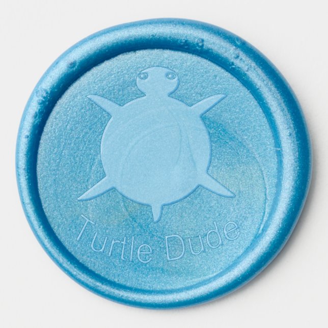 Bright Blue Turtle Dude Bachelor Party Wax Seal Sticker (Front)