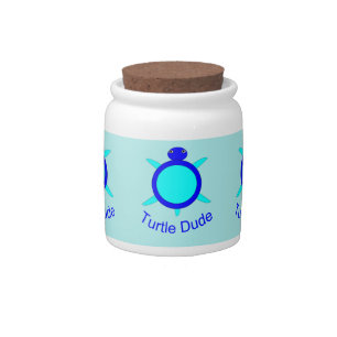 Bright Blue Turtle Dude Candy Jar