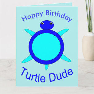 Bright Blue Turtle Dude Custom Card