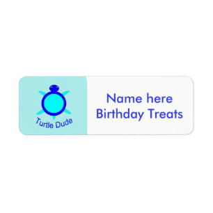 Bright Blue Turtle Dude Custom Present Tag