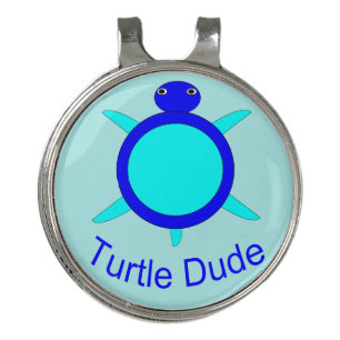 Bright Blue Turtle Dude Golf Hat Clip