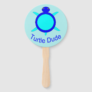 Bright Blue Turtle Dude Hand Fan