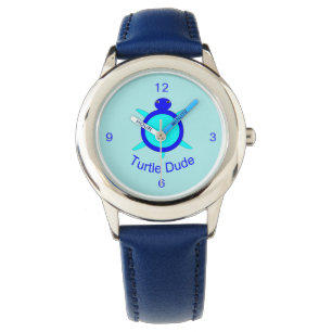 Bright Blue Turtle Dude Kids Watch