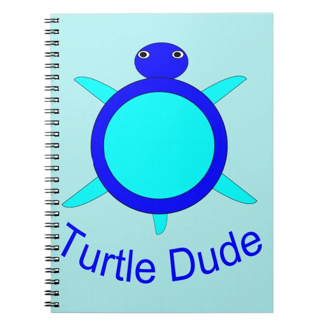 Bright Blue Turtle Dude Notebook (Front)
