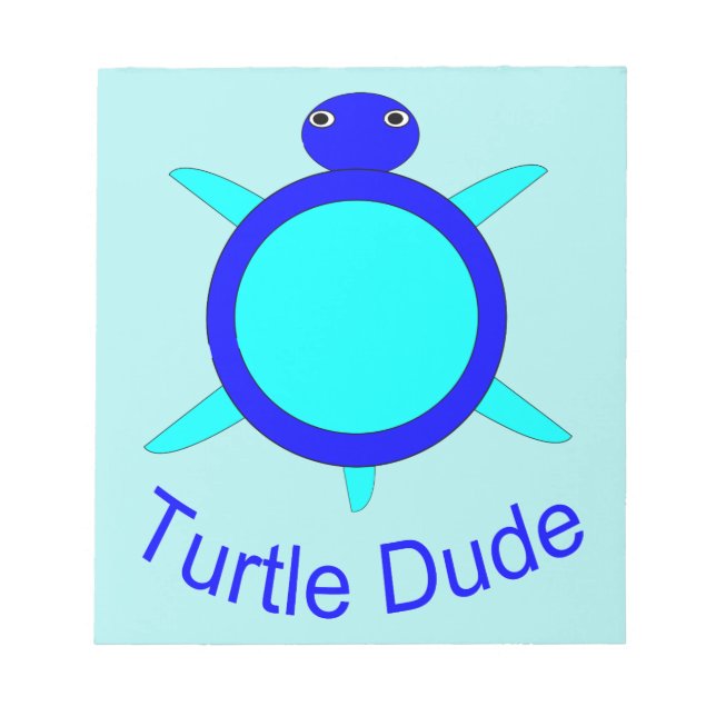 Bright Blue Turtle Dude Notepad (Front)