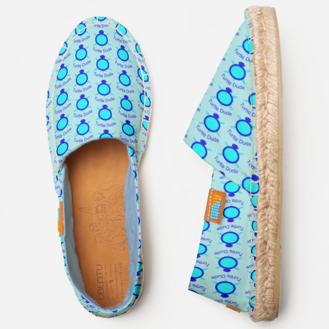 Bright Blue Turtle Dude Patterned Espadrilles (Side)
