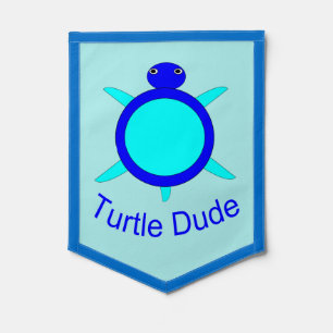Bright Blue Turtle Dude Pennant