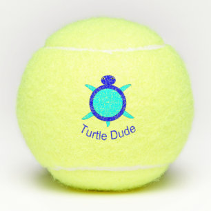 Bright Blue Turtle Dude Tennis Balls