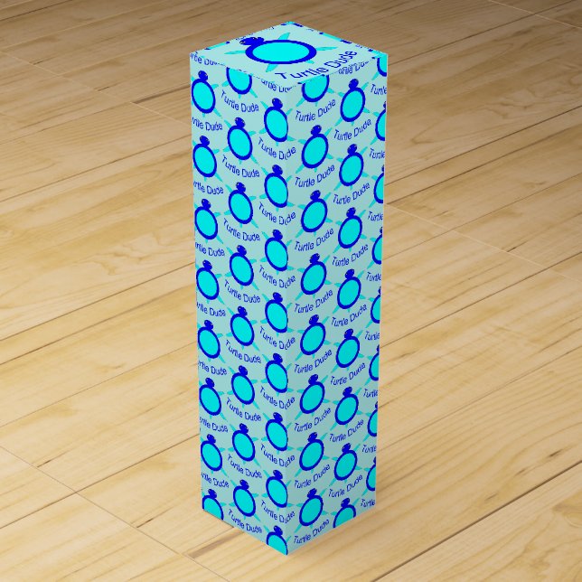 Bright Blue Turtle Dude Wine Gift Box (Front)
