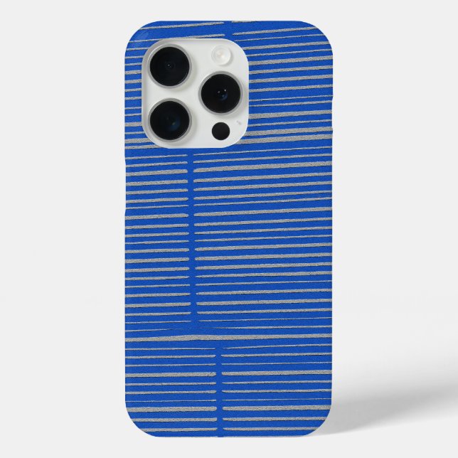 Bright Blue Unique Modern Stripe Pattern Cool Case-Mate iPhone Case (Back)