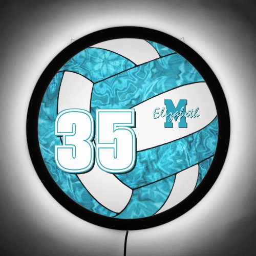 bright blue volleyball girls sports room decor LED sign