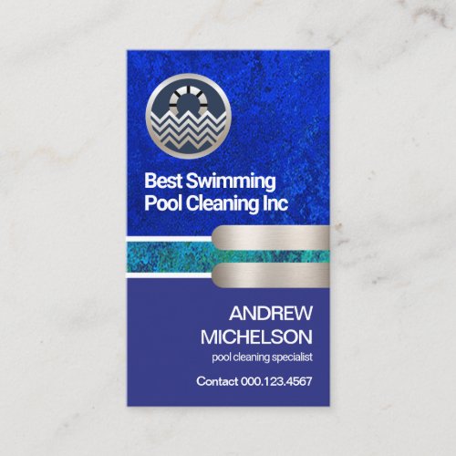 Bright Blue Water Levels Silver Pump Pool Cleaner Business Card