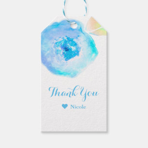 Bright Blue Watercolor Flower Party Favor Gift Tags