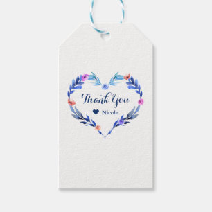 Bright Blue Watercolor Flower Wedding Favor Gift Tags
