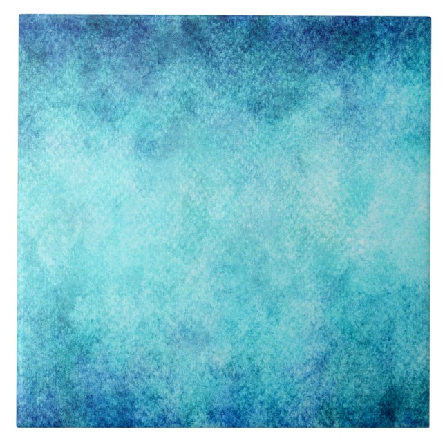 Bright Blue Watercolor Personalized Background Ceramic Tile (Front)