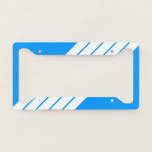 Bright Blue White Striped 70s 80s Retro Stripes License Plate Frame