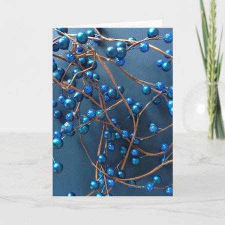Bright Blue Winter Berries Christmas Holiday Card
