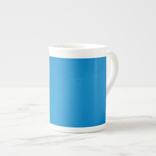 Bright Blue with Grainy Texture Bone China Mug (Front Right)