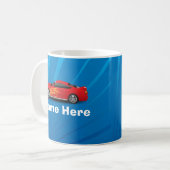 Bright Blue with Red Sports Car Flames Kids Boys Coffee Mug (Front Left)