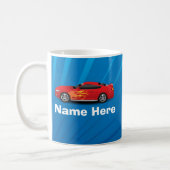 Bright Blue with Red Sports Car Flames Kids Boys Coffee Mug (Left)