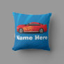 Bright Blue with Red Sports Car Flames Kids Boys Throw Pillow
