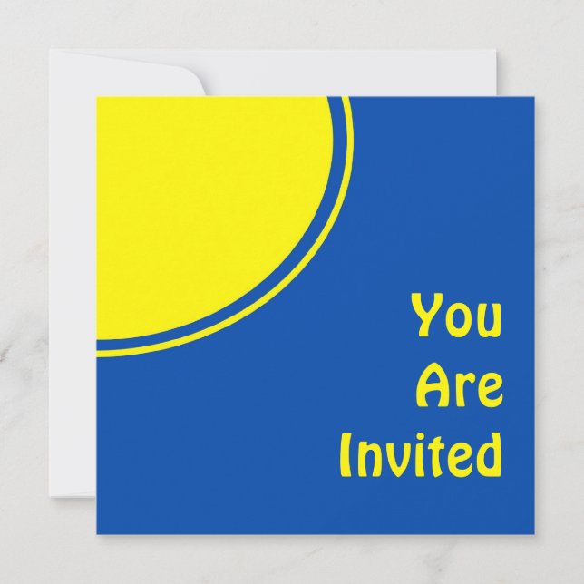 Bright Blue Yellow Mod Party Invite (Front)