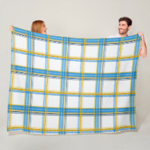 Bright Blue Yellow Plaid Aesthetic Fleece