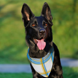 Bright Blue Yellow Plaid Aesthetic Pet Bandana Collar