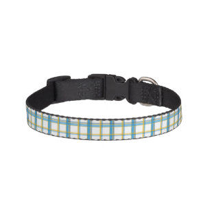 Bright Blue Yellow Plaid Aesthetic Pet Collar