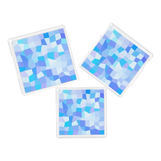 Bright Blues Mosaic Acrylic Tray (Set)