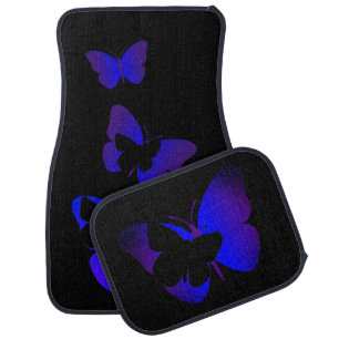 Bright Bluish Lavandar Butterfly w/Black Shadow on Car Floor Mat