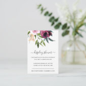 BRIGHT BLUSH BURGUNDY FLORAL BUNCH BABY SHOWER ENCLOSURE CARD (Standing Front)