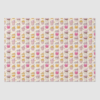 Bright Boba Tea Pattern Tissue Paper