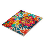 BRIGHT BOHEMIA boho style ceramic tile<br><div class="desc">Treat yourself or a friend to this beautiful and colorful bohemian design ceramic tile. Add some zing and zest to a room of your choice with this gorgeous design. Why not add this design to any of the products on Zazzle?</div>