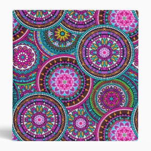 Bright Bohemian Boho Hippy Chic Pattern 3 Ring Binder