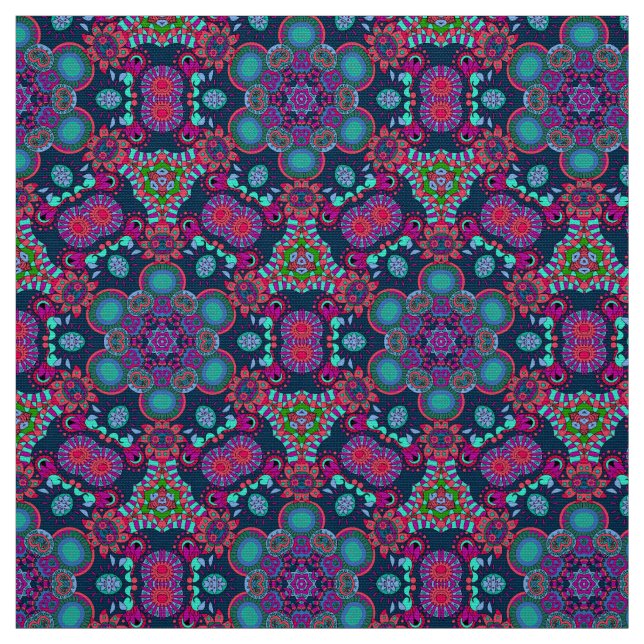 Bright Bohemian Boho Hippy Chic Pattern Fabric (Swatch)