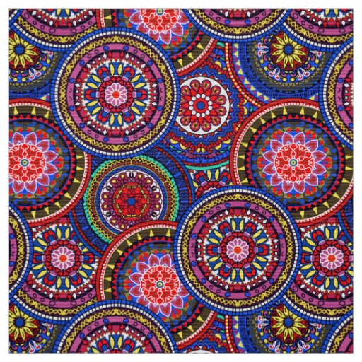 Bright Bohemian Boho Hippy Chic Pattern Fabric | Zazzle.com