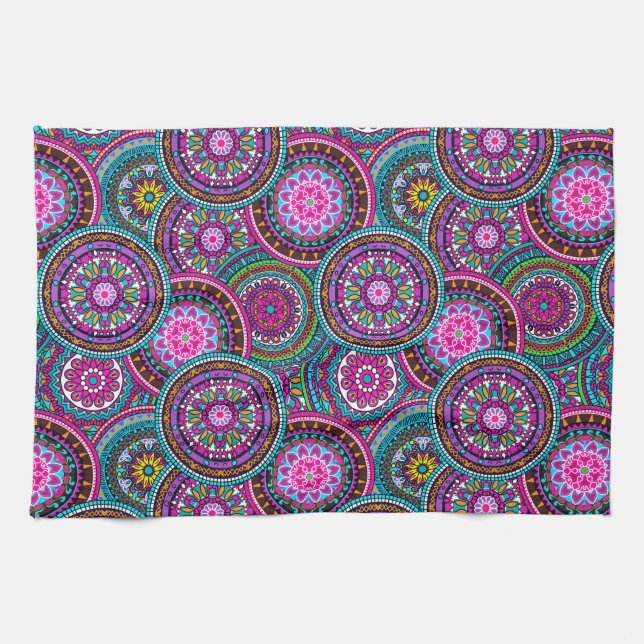 Bright Bohemian Boho Hippy Chic Pattern Towel (Horizontal)