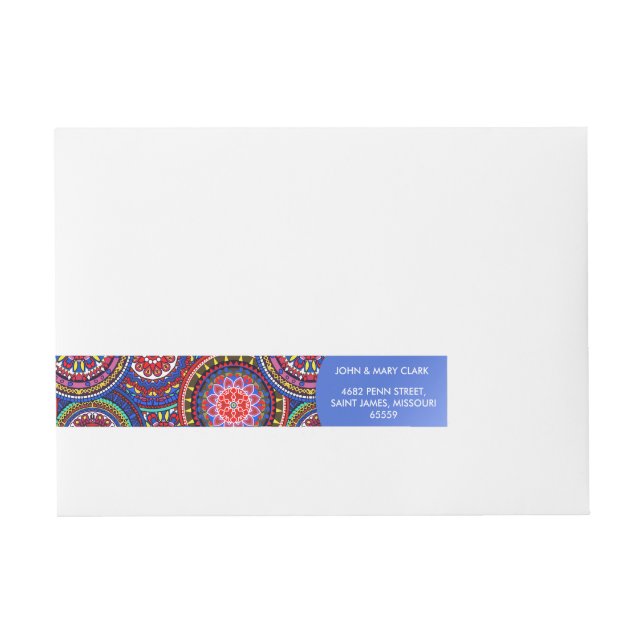 Bright Bohemian Boho Hippy Chic Pattern Wrap Around Address Label (Front)