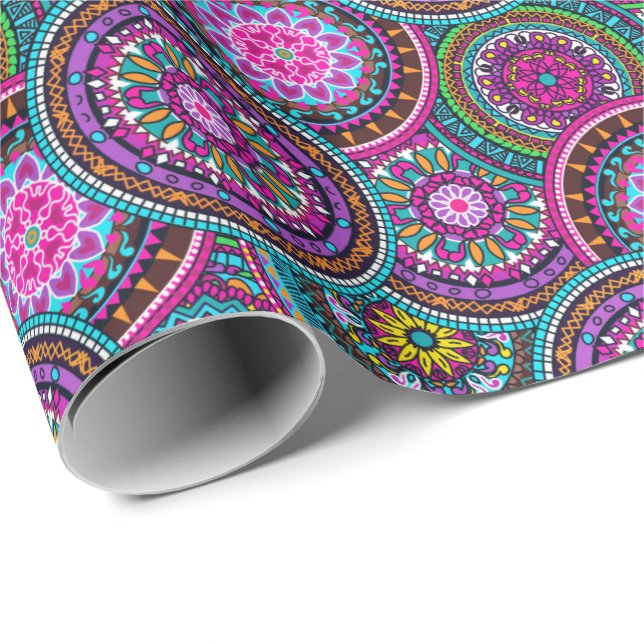 Bright Bohemian Boho Hippy Chic Pattern Wrapping Paper (Roll Corner)