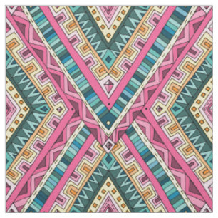 Bright Boho Colorful abstract tribal pattern Fabric