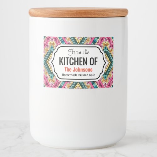 Bright Boho Colorful abstract tribal pattern Food Label